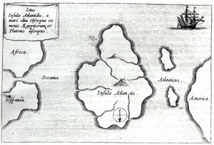 خريطة أتلانتس ، من "موندوس سابترانيروس" ، 1665-68